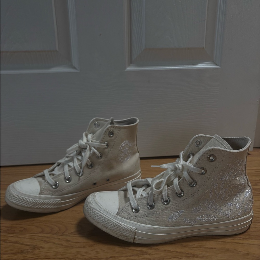 Converse Cream High-Top Sneakers